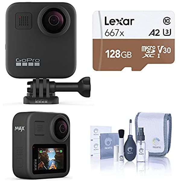 Gopro Max Waterproof 360 Camara + Hero Style Video Touch Pantalla Spherical 5.6K30 Uhd Video 16.6Mp 360 Fotos Bundle 128Gb Kit De Limpieza De Tarjetas