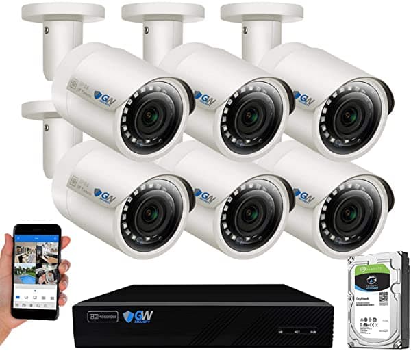 GW Security Gw Seguridad 8 Canal 4K Nvr 5Mp Poe Audio Y Video Seguridad Camara Sistema Six 5Mp 1920P Camarabulador De Bala De Resistencia A La Intemperie En Micró VD6C8CH5037IP
