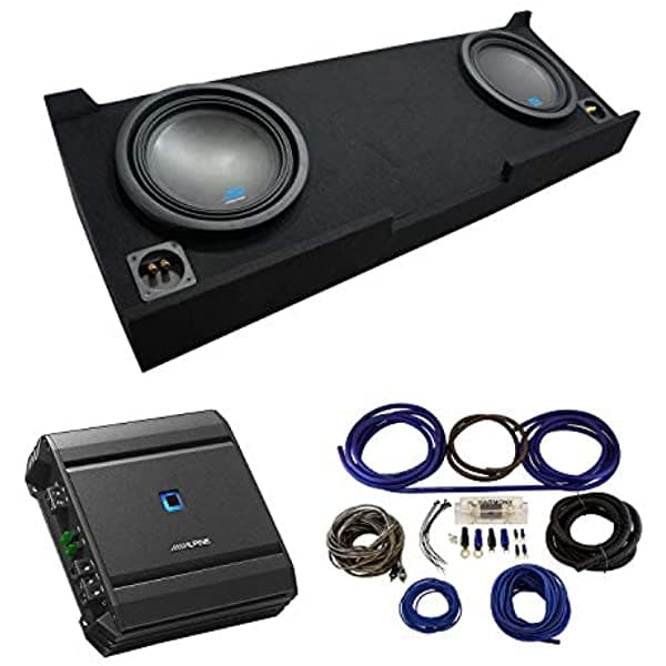 American Sound Connection Alpine Type S Bundle Compatible con 2007-13 Chevy Silverado Crew Cab Truck S-W12D2 Doble 12" Caja para Subwoofer Cargada - Final 2 Ohm ALPINE-PACK130A-AMP