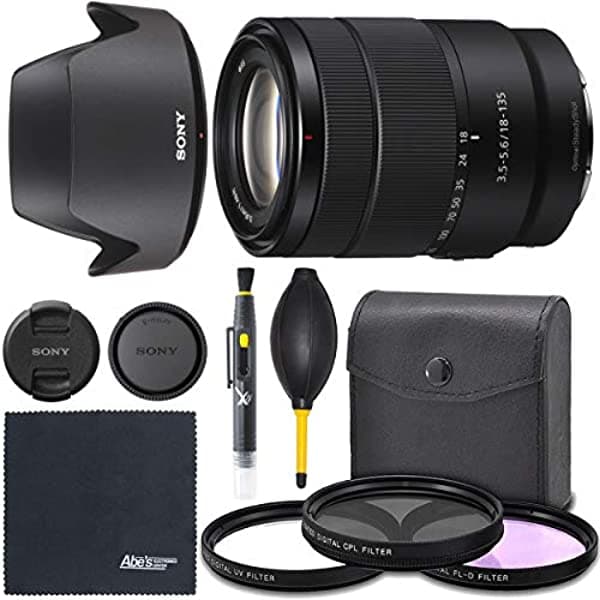 AOM Sony E 18-135 Mm F 3.5-5.6 Oss Lente Sel18135 + Kit De Paquete De Paquete Versión Internacional 1 Año SNSEL18135515JK