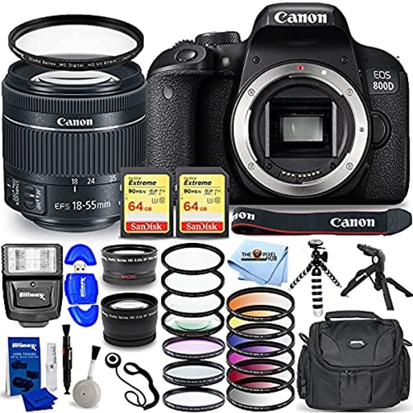 Beymill Canon Eos 800D T7I Dslr Camara Ef-S 18-55 Mm Lente Ultimate Bundle Incluye Dual Extreme 64Gb 128Gb Sd Luz Kit Tripods 6Pc Kit De Filtro De Filtro CN800DW1855STMG12