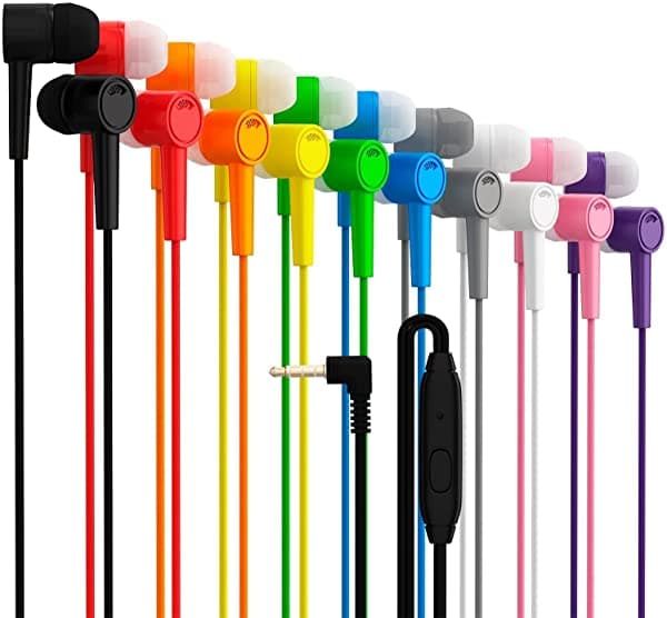 Maeline Cableado Earbuds 10 Paquete Earbuds Auriculares Micrófono Bajo Bozo Bloqueo Compatible Iphone Y Yroid Dispositivos Yroid
