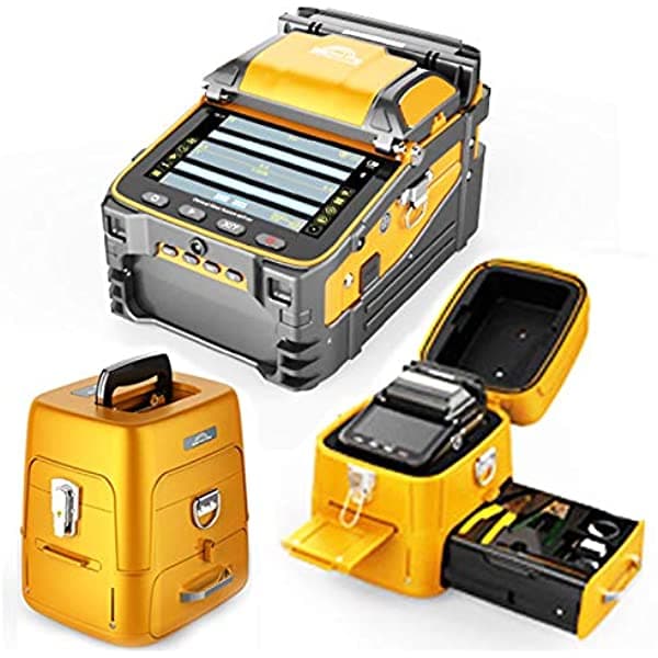 Qiirun Fusion Splicer Ai-9 Kit De Caja De Herramientas Con Enfoque Automático Y 6 Motores Para Construcción De Línea De Maletero Empalmador De Fusión Ai-9 Con Video Tutorial Para Proyectos De Empalme De Cables