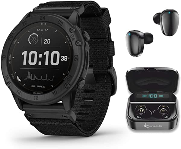 Garmin Tactix - Reloj Inteligente Táctico Gps Con Paquete Wearable4U (Tactix Delta Solar + Auriculares Negros) 010-02357-10