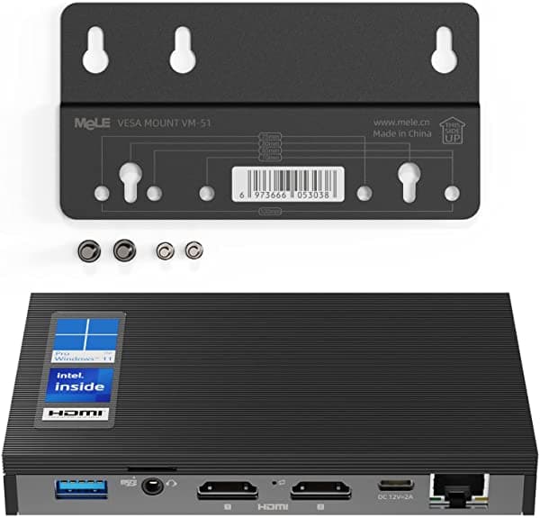 MeLE Mini Pc Quieter2Q Sin Ventilador Windows 11 Pro Mini Desktop Computadora Celeron J4125 8Gb Ddr4 512Gb Almacenamiento Procesador Micro Computadora Dual Hd