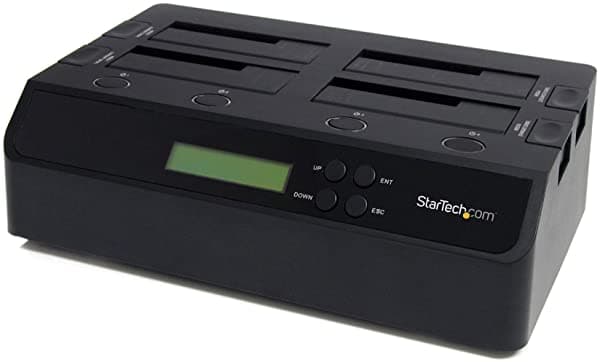 StarTech.com Duplicadora y Borrador de Disco Duro de 4 Bahías Externo Independiente 13 HDD/SSD Clonador/Copiadora USB 3.0 / eSATA a SATA Estación de Acoplamiento Copiadora de Disco Duro/Desinfectante (SATDOCK4U3RE)