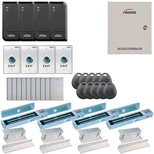 Visionis Fpc-6206 Control De Acceso De 4 Puertas 4 Puertas Tcp Ip Rs-485 Wiegand Inswing Door Electric 600Lbs Maglock Controlador Box Fuente Software