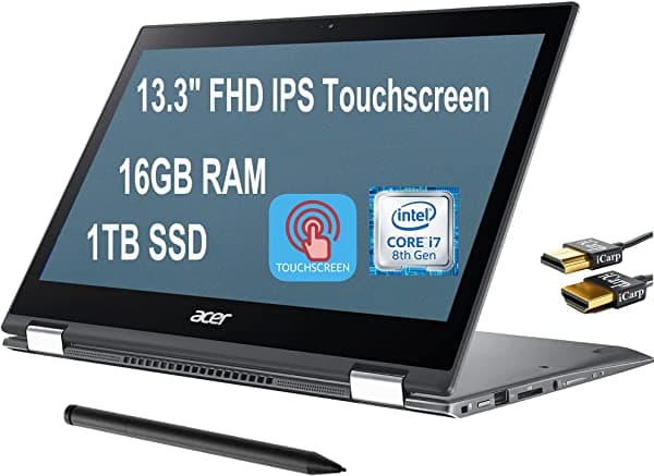 Premium Acer Spin 5 13 2 En 1 Laptop 13.3 Fhd Ips Touchsencreen 8Th Gen Intel Quad-Core I7-8565U Up 4.60 Ghz 16Gb Ddr4 1Tb Ssd Wifi Webcam Stylus Pen