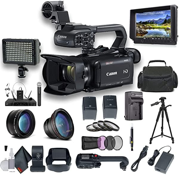 Canon Xa15 Compact Full Hd Camcorder Sdi Hdmi Y Composite Salida Profesional Bundle. Incluye Estuche Adicional De Bateria Luz Monitor Externo Trí 2217C002