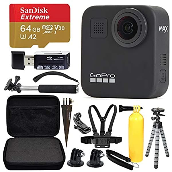 Cámara De Acción Deportiva Gopro Max 360 + Sandisk Extreme 64 Gb Microsdxc + Paquete De Gran Valor. HERO MAX