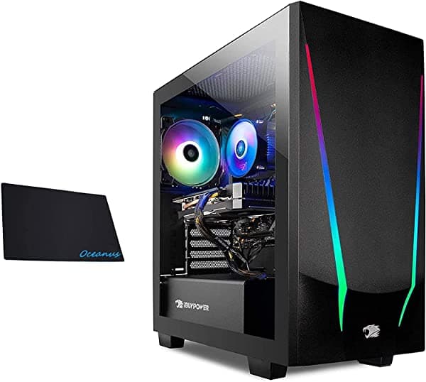 Ibuypower Escritorio De Computadora Para Videojuegos (Amd Ryzen 5 3600 3.6Ghz Amd Radeon Rx 5500 Xt 4Gb 8 Gb Ddr4 Ram 240 Gb Ssd Wifi Ready Windows 10 Home) Con Alfombrilla De Mouse Od