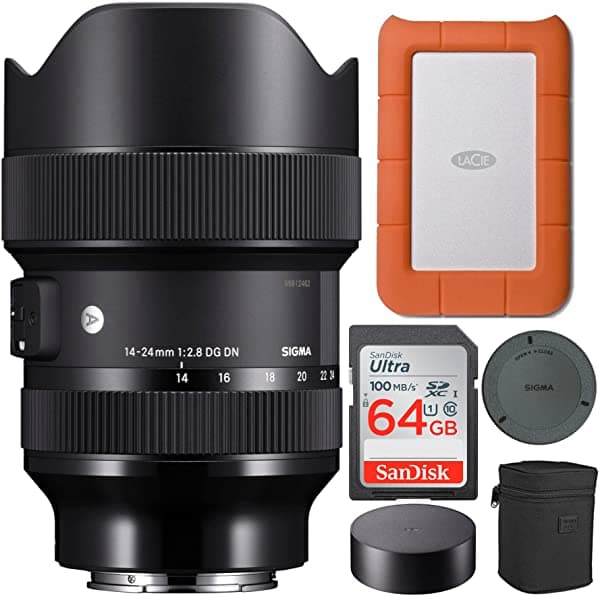 Sigma 14-24 Mm F 2.8 Dg Dn Art Lente Sony E-Mount 1Tb Drive Duro Y 64Gb Sd Tarjeta Bundle 3 Artículos 213965_K1