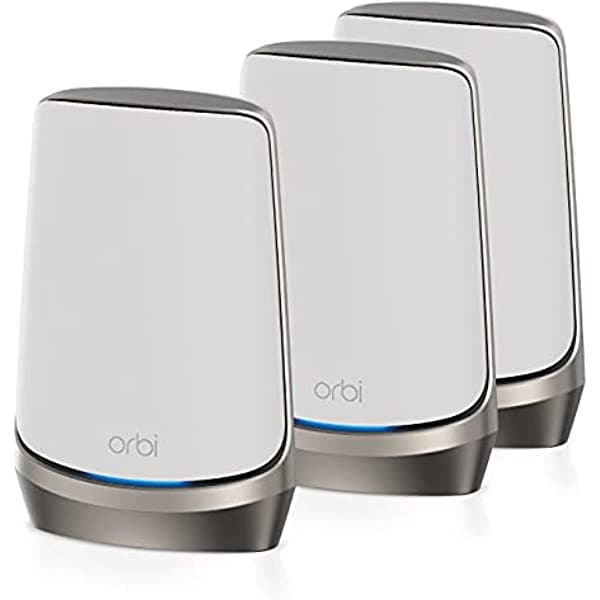 Netgear Orbi Quad-Band Wifi 6E Mesh Sistema Rbke963-Router 2 Extendentes Satelitales | Cobertura Hasta 9000 Sq. Ft 200 Dispositivos | Axe11000 Up 10.8 RBKE963-100NAS