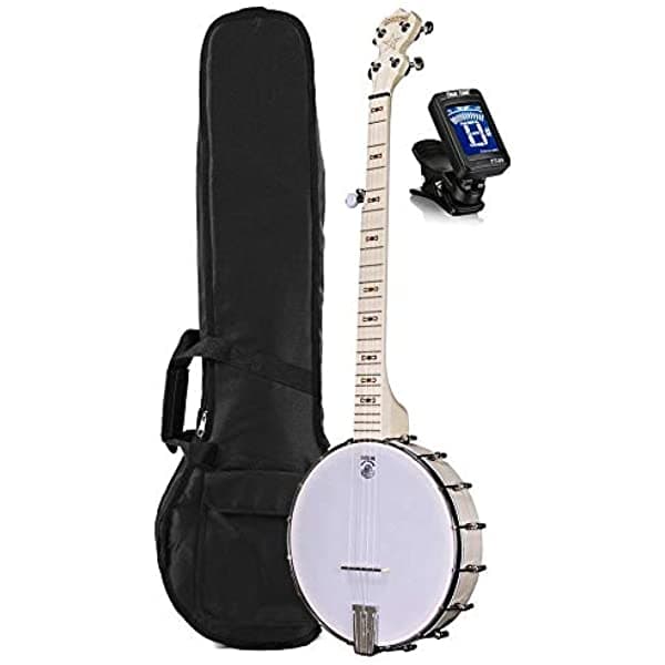 Deering Goodtime - Banjo de Diseño Abierto de 5 Cuerdas Con Funda Acolchada y Afinador True Tune