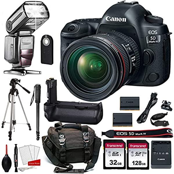 Canon Eos 5D Mark Iv Cámara Dslr Con Lente F/4L De 24 A 2.756 In + Paquete De Accesorios Prime (20 Artículos)