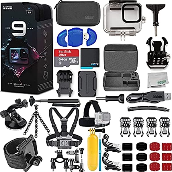 Gopro Hero9 Hero 9 Black Deluxe Accessory Bunddle Incluye: Sandisk Ultra 64Gb Microsdhc Tarjeta De Memoria Premium Caja Dura Gopro Kit De Extensión De GOH9BDB