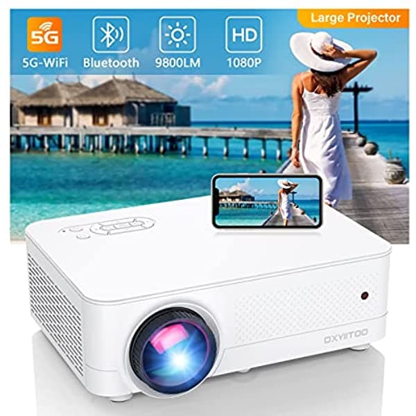 Dxyiitoo 5G Wifi Bluetooth Native 1080P Proyector 9800Lm 450 Soporte De Pantalla 4K Proyector De Alto Brillo Cine En Casa Y Compatible Con Stick Tv Yroid Tv Ps
