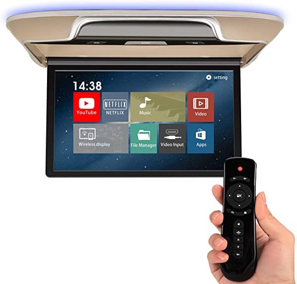 Ddauto Yroid Overhead Flip Monitores De 13 Pulgadas Techo De Automóvil Monte Mp5 Player Ips Pantalla Fm Hdmi En Av En Bluetooth Usb Caravan Suv Mp DDA1337W