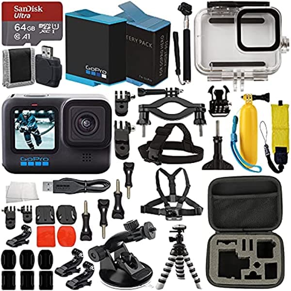 SSE Gopro Hero10 Hero 10 Black Premium Accessory Bundle Sandisk Ultra 64Gb Microsd Memory Card Repuesto Bateria Case De Protección De Vivienda Submarina GOH10BPB2