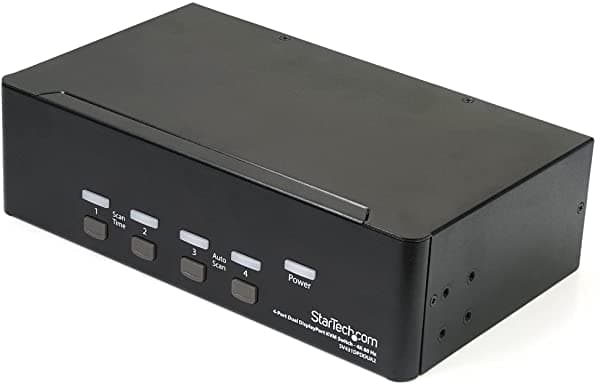 StarTech.com DisplayPort KVM - 4 Puertos - 4K 60Hz - Monitor Dual KVM - Conmutador DisplayPort - KVM DisplayPort - Conmutador KVM de Escritorio (SV431DPDDUA2)