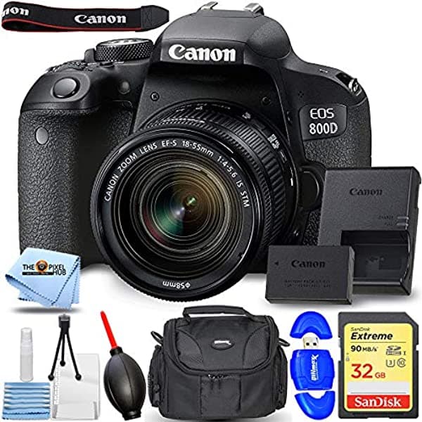 Canonbh Canon Eos 800D T7I 24.2 Mp Dslr Camara Ef-S 18-55 Mm Lente Bundador De Arranque De 32Gb Lector De Tarjetas De Memoria Sd Gadget Fondo Blower Microfibr CN800DW1855STMG4