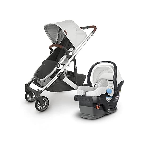 Uppababy Cochecito Cruz V2 - Bryce (Blanco Marl/Plateado/Cuero Castaño) + Butaca para Auto Infantil Mesa - Bryce (Blanco Marl) 0420-CRZ-NA-BRY/1017-MSA-US-BRY
