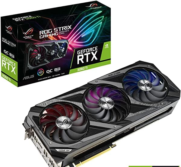 Asus ROG Strix Nvidia GeForce RTX 3060 Ti OC Edicion Gaming Placa de Video PCIe 4.0 8GB GDDR6 HDMI 2.1 DisplayPort 1.4A Diseño de Ventilador