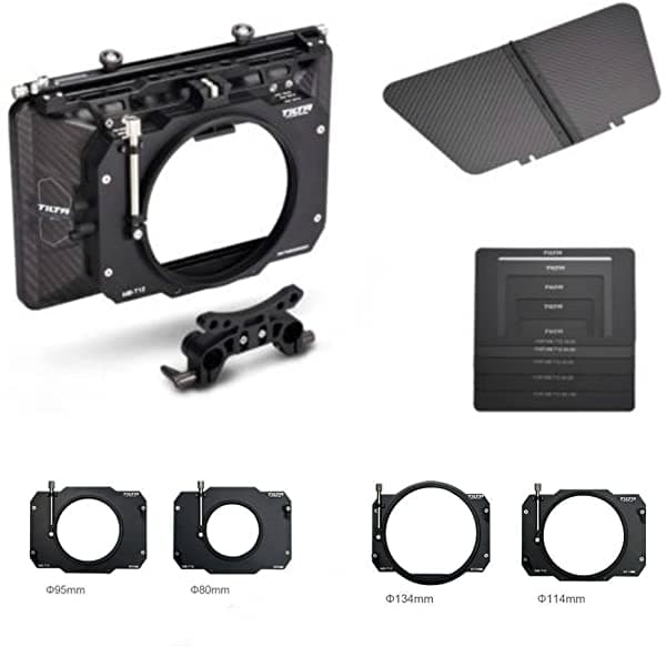 Tilta MB-T12 4X5.65 Matte Box de Fibra de Carbono Liviana con 4 Anillos de Adaptador