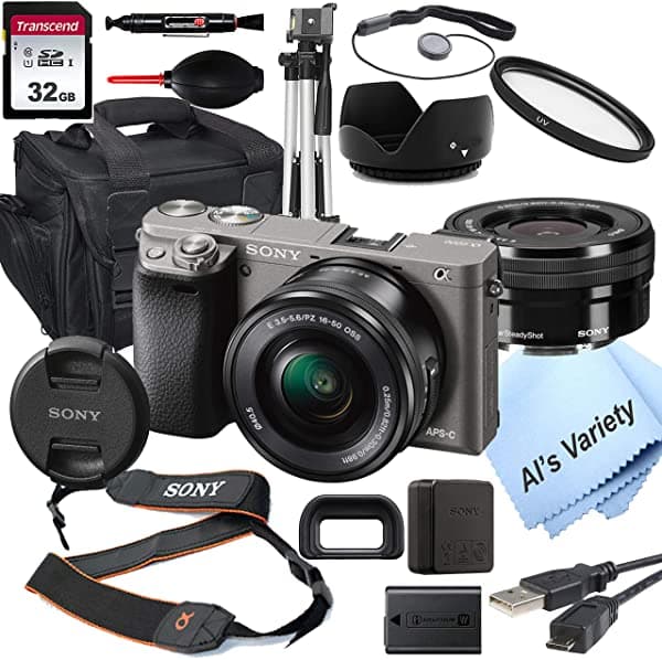 Sony Alpha A6000 Graphite Camara Digital Sin Espejo 16-50 Mm Lente+ 32Gb Tarjeta Trípode Case Y Más 18Pc Bundle
