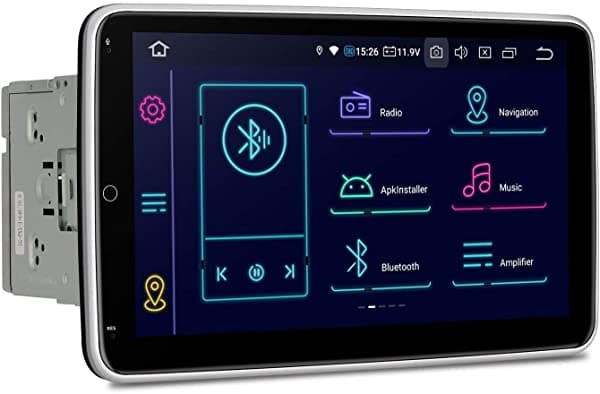 Xtrons Android 10 Estereo para Auto 10.1" Rotativo Pantalla Tactil Reproductor de Radio Universal Doble Din Navegacion GPS Octa Core 4G RAM 64G ROM Qualcomm Bluetooth Central Multimedia Soporte Android Auto OBD Camara de Retroceso