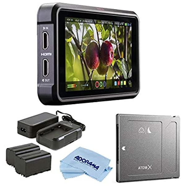 Atomos Ninja V 5 Monitor De Grabación De Pantalla Táctil 1980X1080 4K Hdmi Entradas Bundle Power Kit Angelbird Atomx Ssdmini 500Gb Disco Externo Sólid