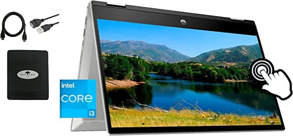 HP Notebook con Pantalla Táctil Pavilion X360 2 en 1 de 14 Pulgadas Intel Core i3-1115G4 de 11ª Generación (Hasta 4.1 GHz, supera al i7-8565U) 16 GB de Memoria SSD NVMe de 512 GB WiFi Bluetooth Cámara Web Win10 con Accesorios