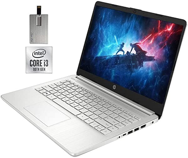 Hp Computadora Portátil Con Pantalla Fhd De 14 Pulgadas Procesador Intel Core I3-1005G1 De 10ª Generación 16 Gb De Ram Ssd Pcie De 512 Gb Teclado Retroiluminado Cámara Web Hd Audio Hd Hdmi Windows 10 S Plata Tarjeta Usb De Campana De Nieve De 32 Gb 14-dq1046dx