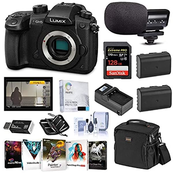 Leica Panasonic Lumix Gh5 4K Camara Digital Sin Espejo 20.3 Megapixel Dc-Gh5 Body Bundle V-Log L Actualización Kit De Actualización Fondo 2 Bateria Cargador