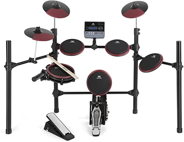 Mustar Batería Electrónica de 8 Piezas Para Adultos y Niños Principiantes Con 225 Sonidos, Banqueta de Batería, Baquetas y Cables de Audio, Marco de Acero Estable, 15 Kits de Batería, Regalos de Cumpleaños de Navidad