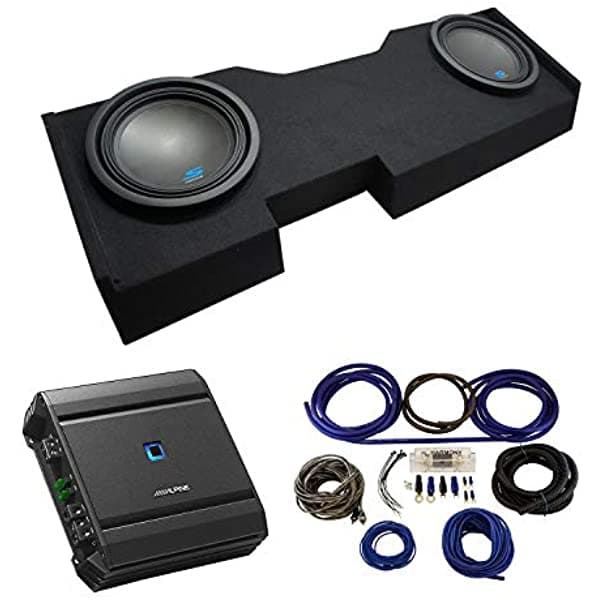 American Sound Connection Alpine Bundle Compatible Con 2014 - Up Chevy Silverado Crew Cab S-W12D2 Type S Dual 12 Pulgadas Caja para Subwoofer Personalizada con Parlante