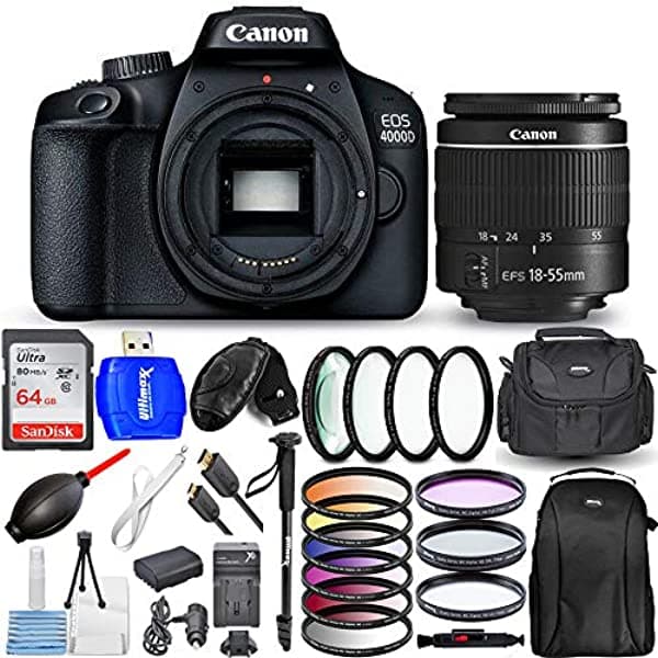 Pixel Hub Canon Eos 4000D / Rebel T100 Con Lente Ef-S 18-55 Mm Iii El Paquete De Valor Superior Incluye Batería Adicional Y Cargador De Viaje Ultra 64Gb Sd K CN4000DW1855III31
