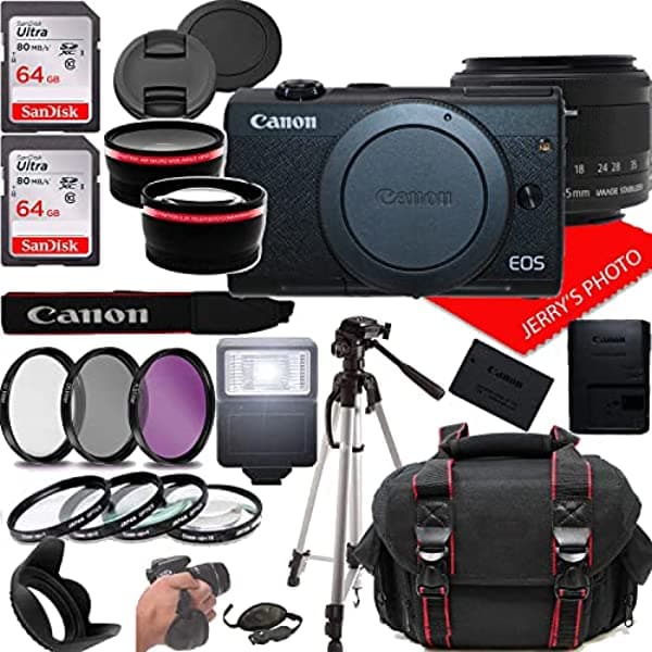 Canon Eos M200 Kit De Cámara Sin Espejo Con Video Ef-M15-45 Mm Y 4K + Case + Memoria De 128 Gb (Paquete De 25Pc)