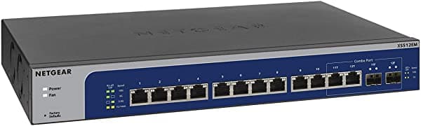 NETGEAR 12-Port 10G Multi-Gigabit Plus Switch (XS512EM) Gestionado Con 2 x 10G SFP+ Desktop o Rackmount y Garantía Limitada de Por Vida XS512EM-100NAS
