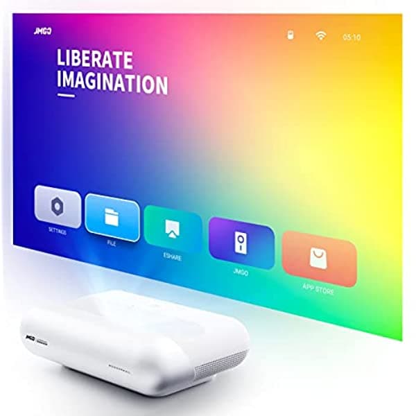 Jmgo O1 Ultra Short Throw Projector Proyector De Películas Nativas De 1080P Con Altavoces Cocreados Con Dynaudio Proyector Bluetooth Fhd Para El Hog