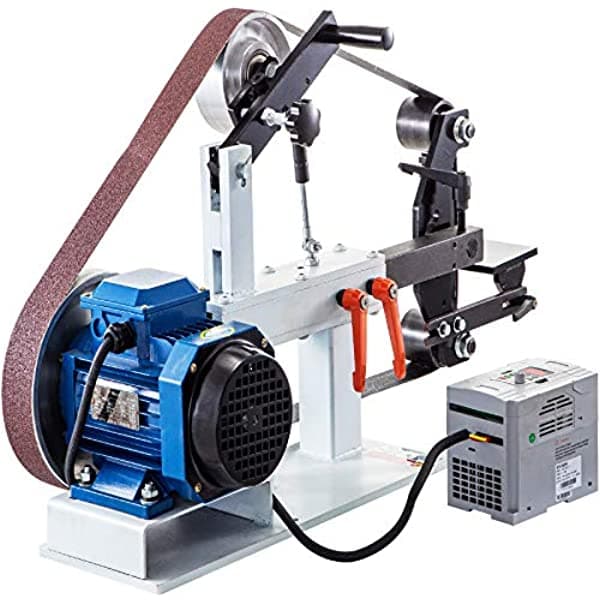 Happybuy 2Hp Cinturón Velocidad Variable Velicina 2 X 82 Pulgadas Sander De Disco De Cinturón Con 3 Ruedas De Rolla De Molienda Rueda De 12 Pulgadas Y D51845