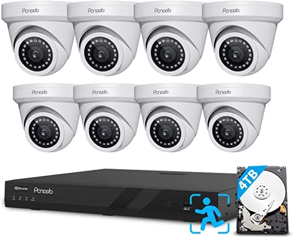 Panoob 16Ch 4K Sistemas De Seguridad De Cámara Poe 4K/8Mp 16 Canales Nvr 4Tb Hdd Detección Inteligente Humana (8) Cámaras Ip De Poe De Exterior/Int 4K-H.265-8-5