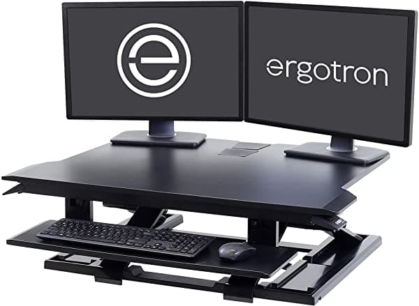 Ergotron-Convertidor De Escritorio De Pie De Workfit-Tx Dual Monitor Sit Stand Ergonomic Desk Wriser Para Mesa-32 Pulgadas De Ancho Negro A P 33-467-921