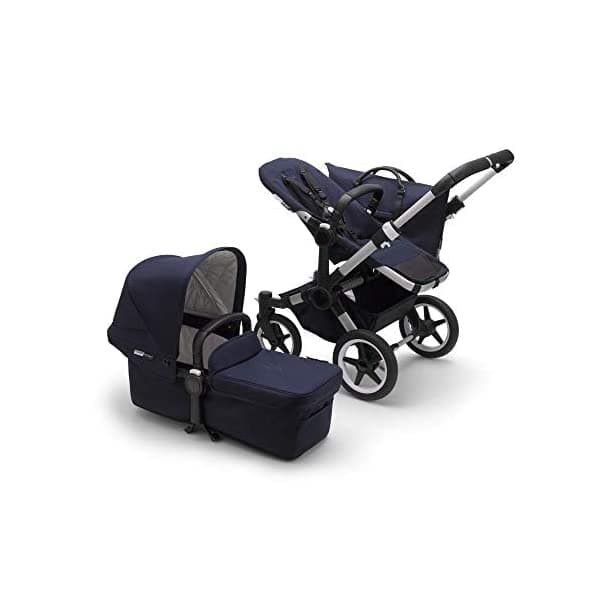 Bugaboo Donkey 3 Mono Single Roller Convertidos A Cochecito Doble Lado A Lado Múltiples Posiciones De Asiento-Aluminio Clásico/Marina Oscura A 03DONKEY-3