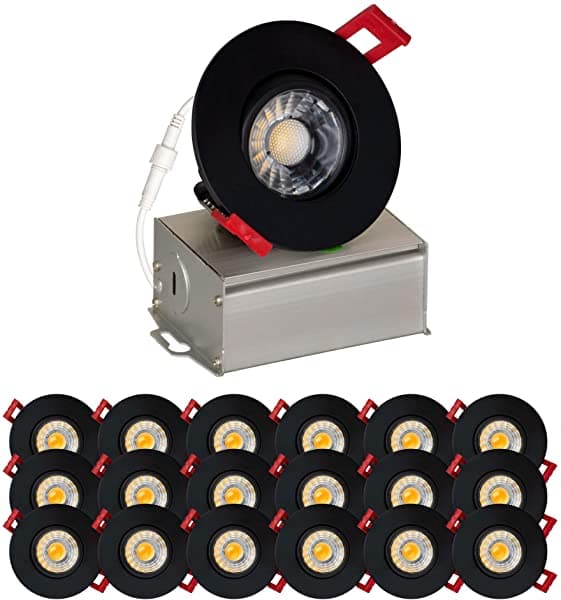 Flight De Gimbal Led De 3 "De Búsqueda 600 Lúmenes Luz De Led Negligible De Ajuste Negro Empotrado De 8 W 2700K Blanca Suave 18 Paquete A P