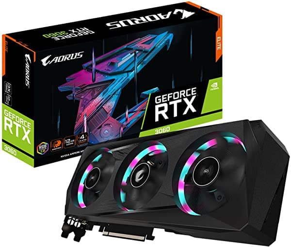 Gigabyte AORUS GeForce RTX 3060 Elite 12G (Rev2.0) Placa de Video 3X Ventiladores WindForce 12 GB 192 Bits GDDR6 GV-N3060AORUS E-12GD Rev2.0