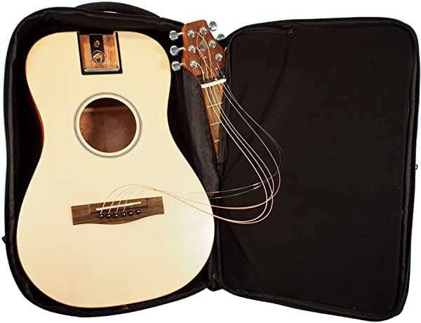 Journey instrumentos Pj410N - Guitarra Acústica De Viaje Con Sistema Patentado Plegable Funda Portátil Para Mochila (Caoba Africana)
