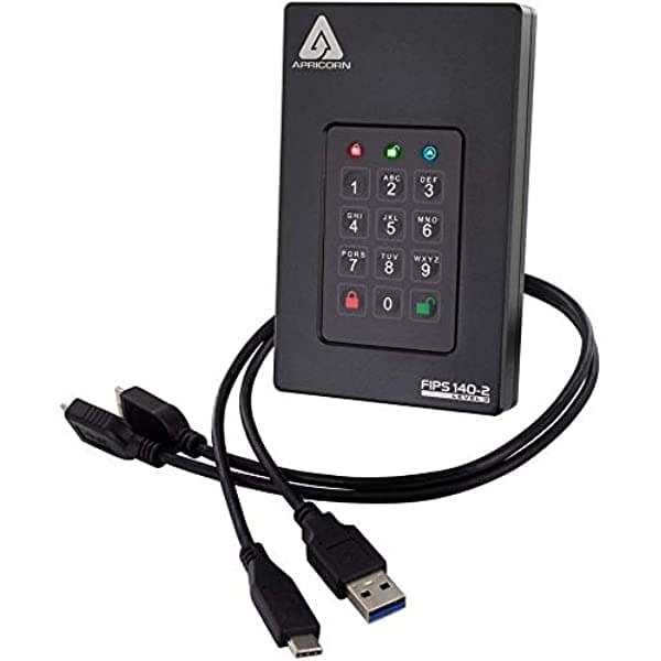 Apricorn 5Tb Aegis Fortress L3- Fips Nivel 3 Validado Usb 3.0 Hardware Encriptado Por Unidad Portátil (Afl3-5Tb) Negro
