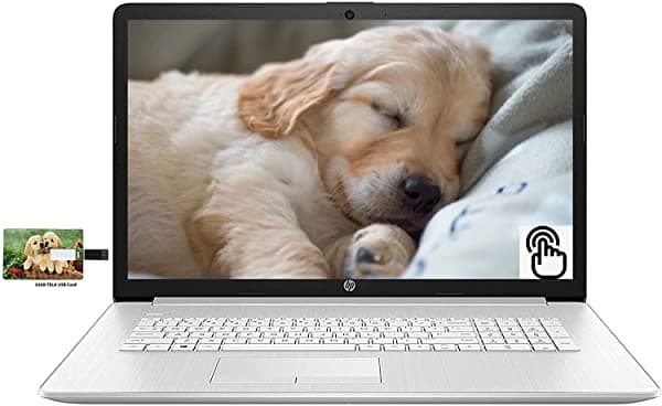 HP 17.3 Notebook de Pantalla Táctil Comercial AMD Ryzen 5-5500U 16GB RAM 512GB SSD Teclado de Tamaño Completo Con Teclado Numérico Windows 17-cp0025cl