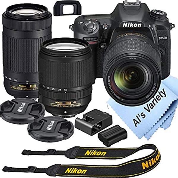 Nikon D7500 Kit De Cámara Dslr Con Lentes Zoom Vr De 18-140 Mm + 70-300 Mm | Wi-Fi Incorporado | Sensor Cmos De 20.9 Mp | Procesador De Imágenes Exped